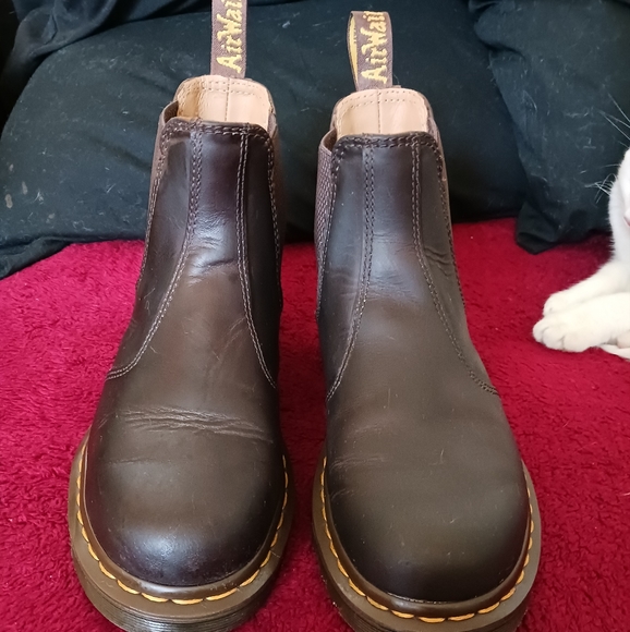 Dr. Martens Shoes 2976 Yellow Stitch Crazy Horse Leather Chelsea